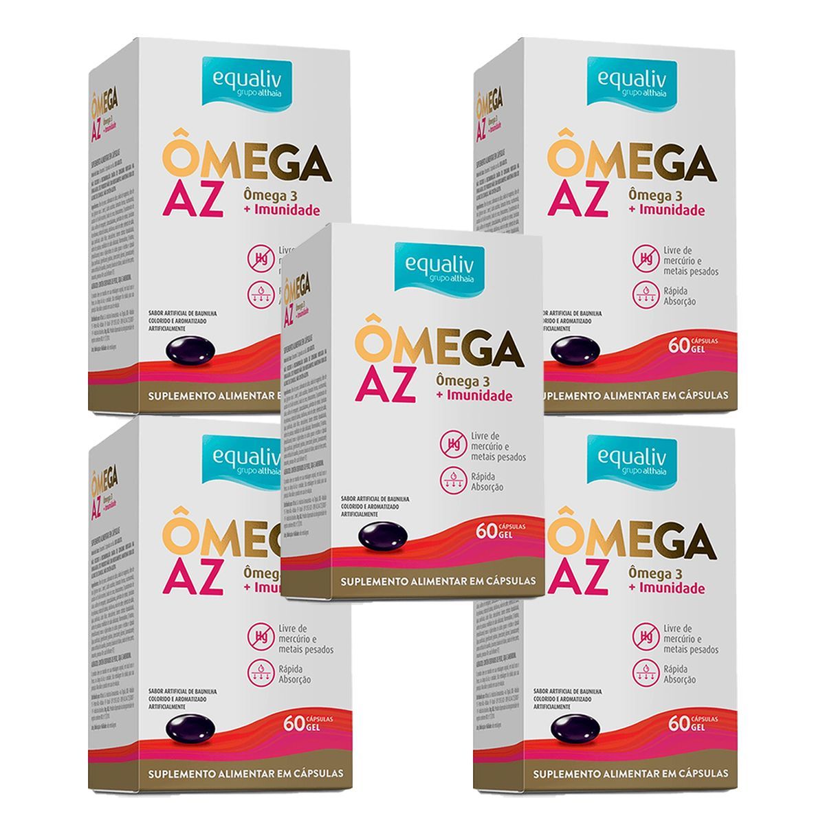 Kit 5X �mega Imunidade AZ - 60 C�psulas Gel - Equaliv