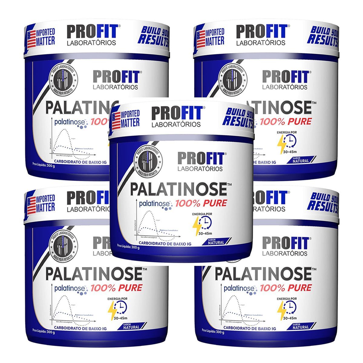 Kit 5X Palatinose 100% Pure - 300g Natural - ProFit
