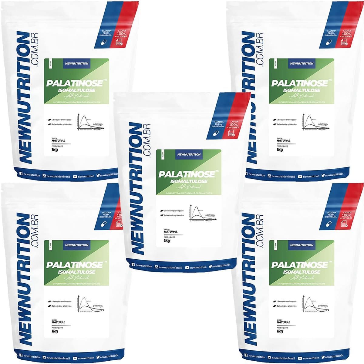 Kit 5X Palatinose Isomaltulose All Natural - 1000g Natural - NewNutrition
