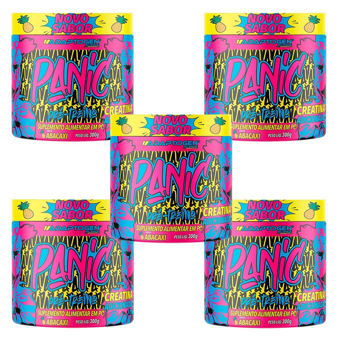 Kit 5X Panic Pr�-Treino - 300g Abacaxi - Adaptogen