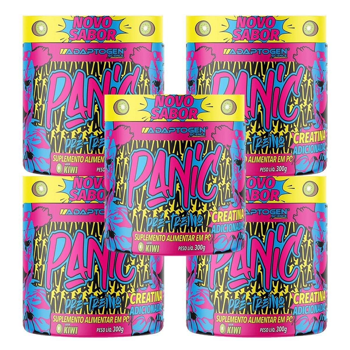 Kit 5X Panic Pr�-Treino - 300g Kiwi - Adaptogen