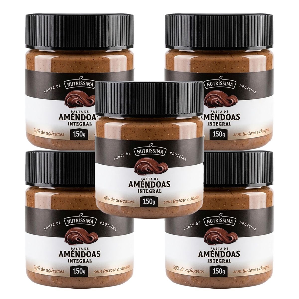 Kit 5X Pasta Am�ndoas Integral - 150g - Nutrissima