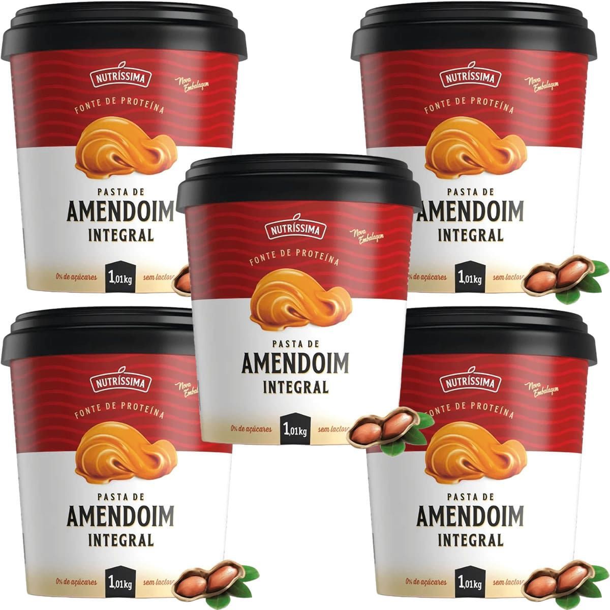 Kit 5X Pasta Amendoim Integral - 1010g Lisa -  Nutr�ssima