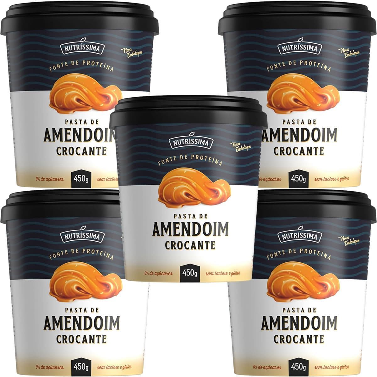 Kit 5X Pasta Amendoim Integral - 450g Crocante - Nutr�ssima