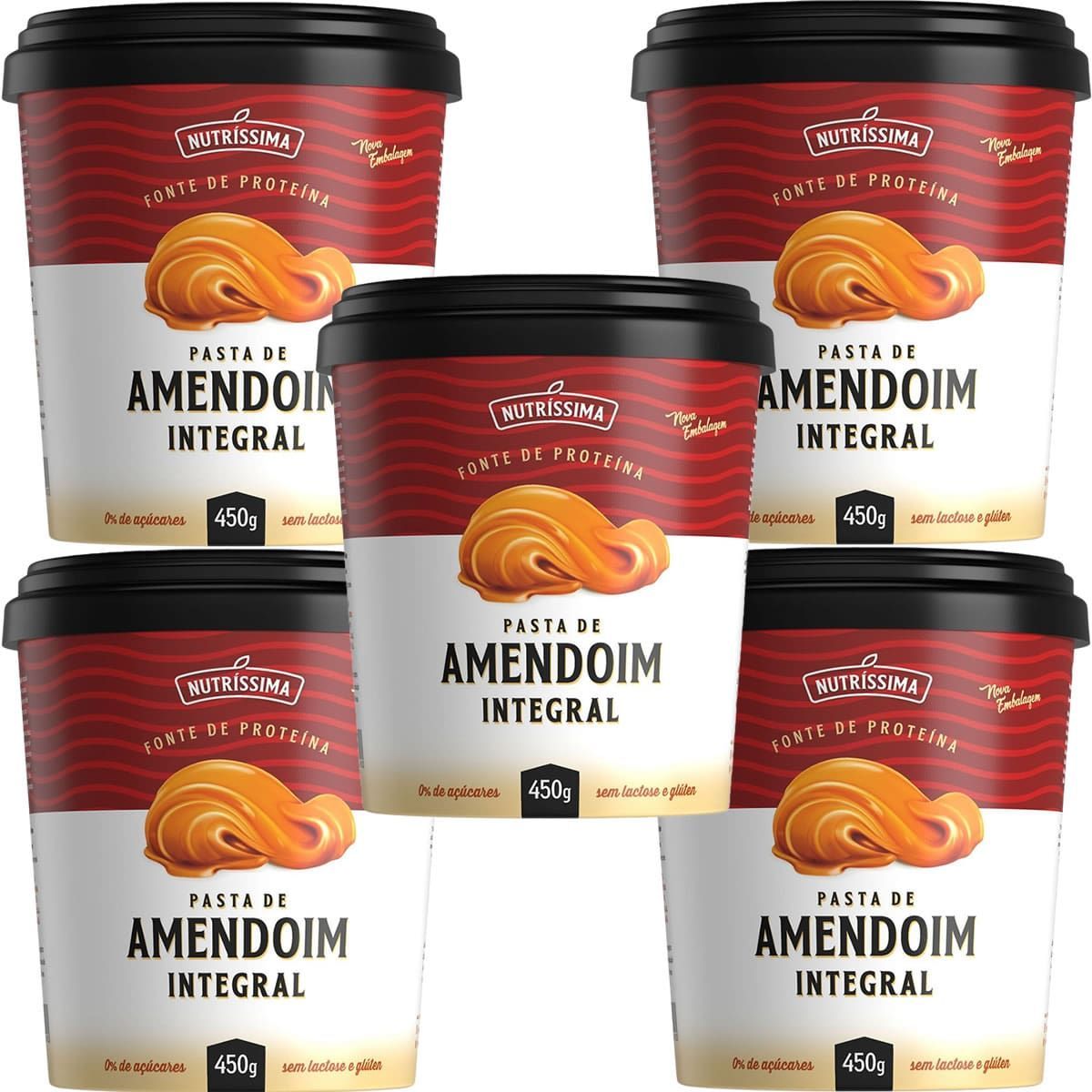 Kit 5X Pasta Amendoim Integral - 450g Lisa - Nutr�ssima