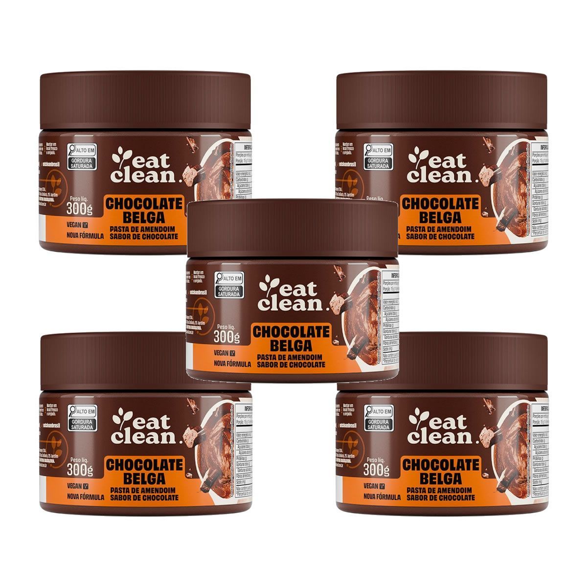 Kit 5X Pasta de Amendoim - 300g Chocolate Belga - Eat Clean