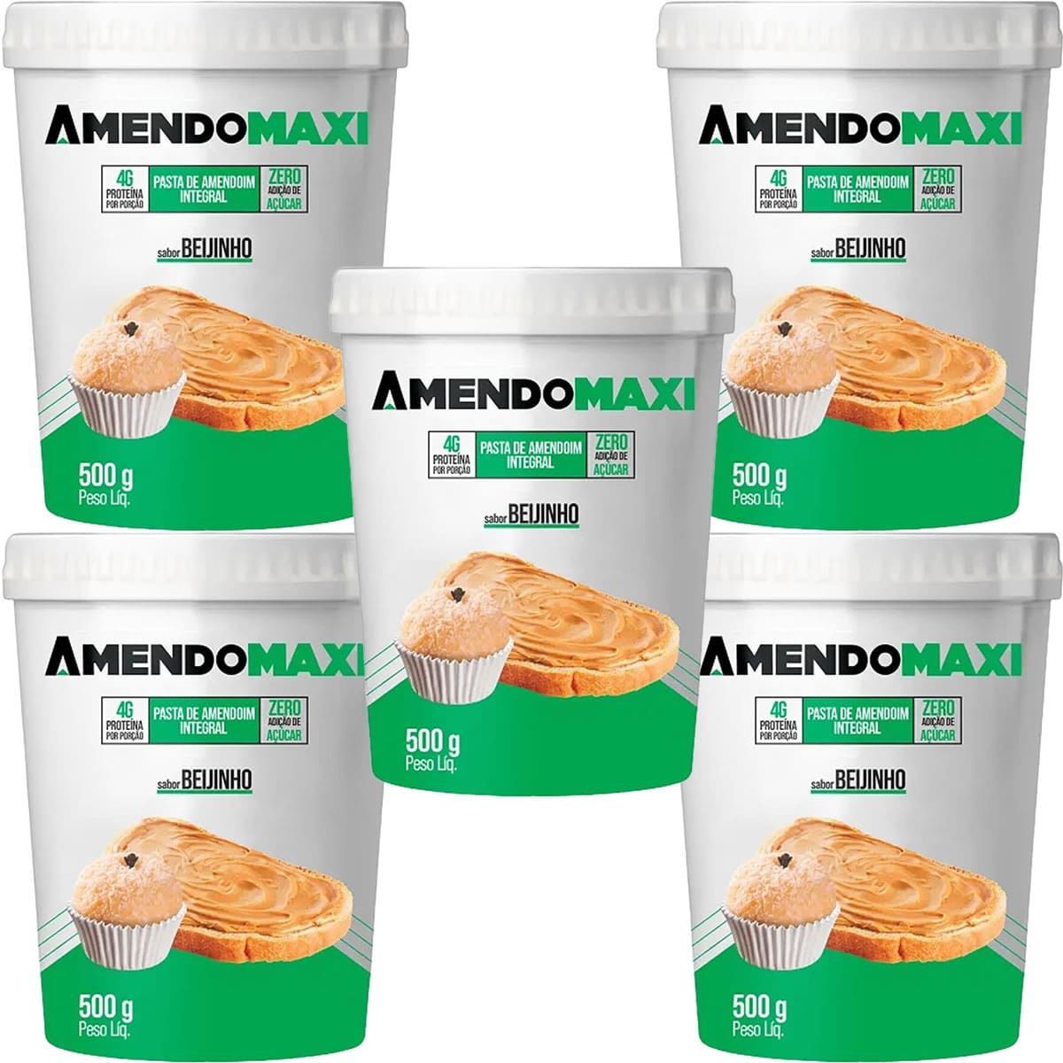 Kit 5X Pasta de Amendoim - 500g Beijinho - AmendoMaxi