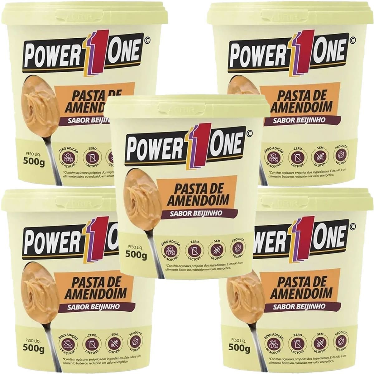 Kit 5X Pasta de Amendoim - 500g Beijinho - Power One