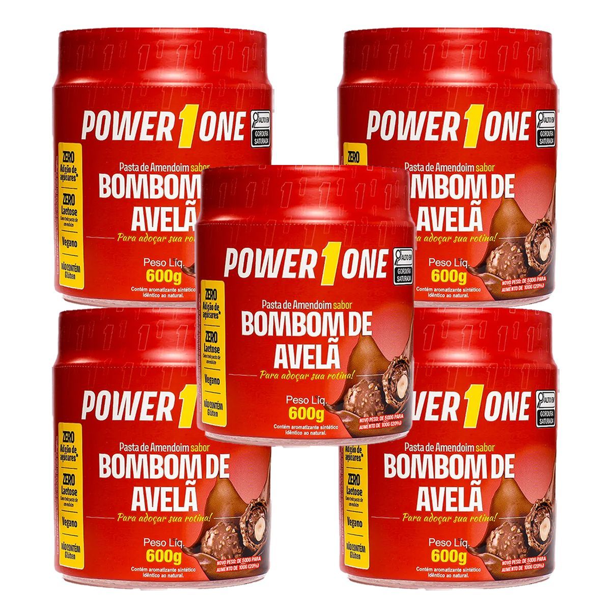 Kit 5X Pasta de Amendoim - 600g Bombom de Avel�  - Power One