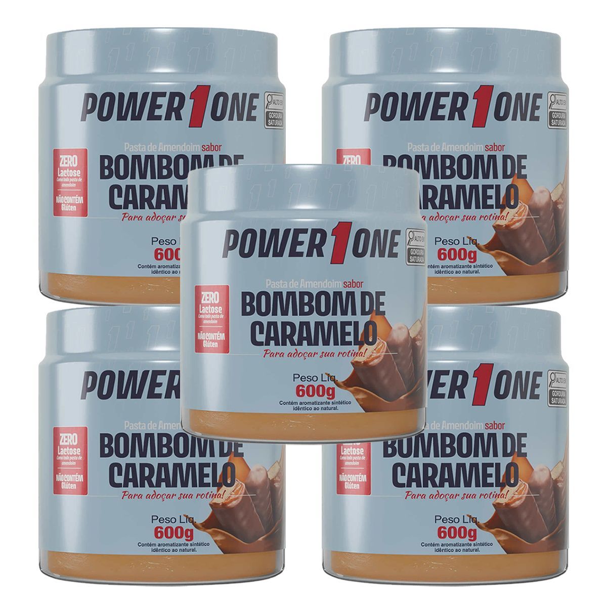 Kit 5X Pasta de Amendoim - 600g Bombom de Caramelo - Power One