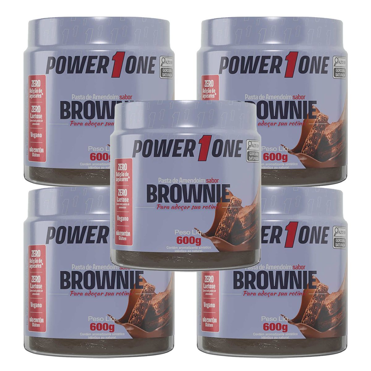 Kit 5X Pasta de Amendoim - 600g Brownie  - Power One