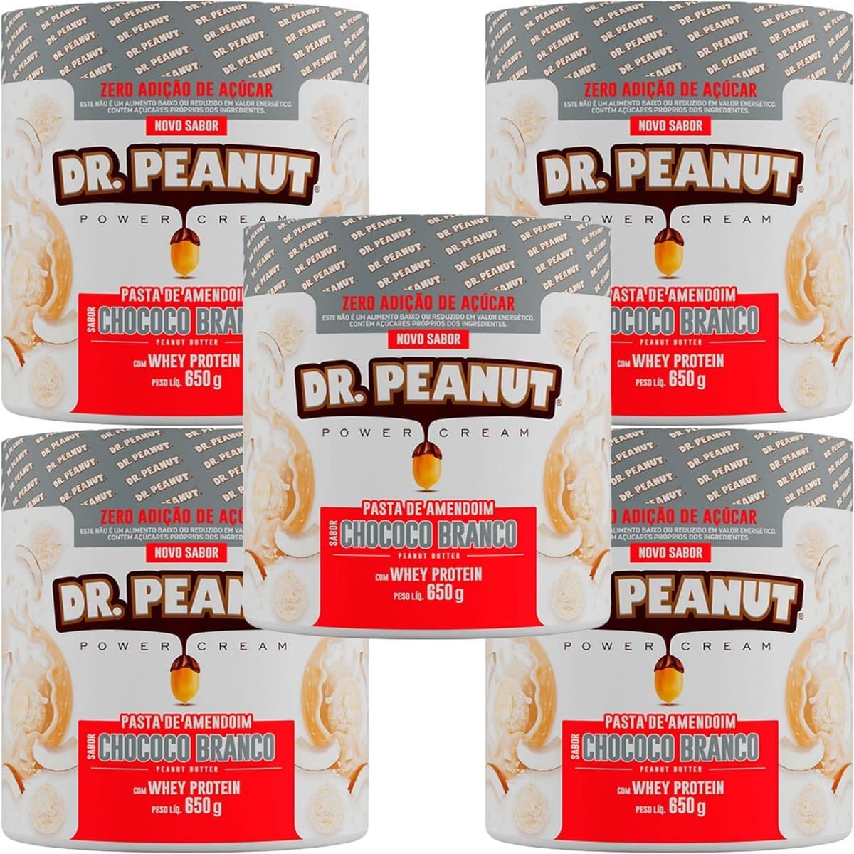 Kit 5X Pasta de Amendoim - 650g Chococo Branco com Whey - Dr. Peanut