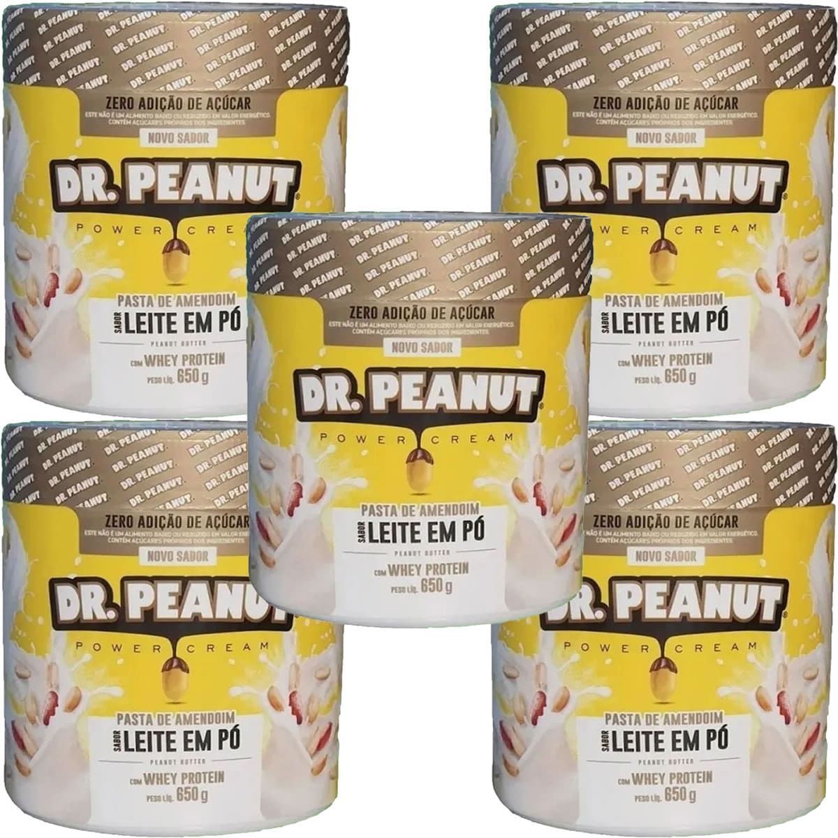 Kit 5X Pasta de Amendoim - 650g Leite em P� com Whey  - Dr. Peanut