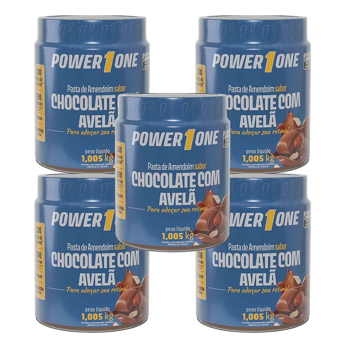 Kit 5X Pasta de Amendoim Chocolate com Avel� - 1005g - Power One