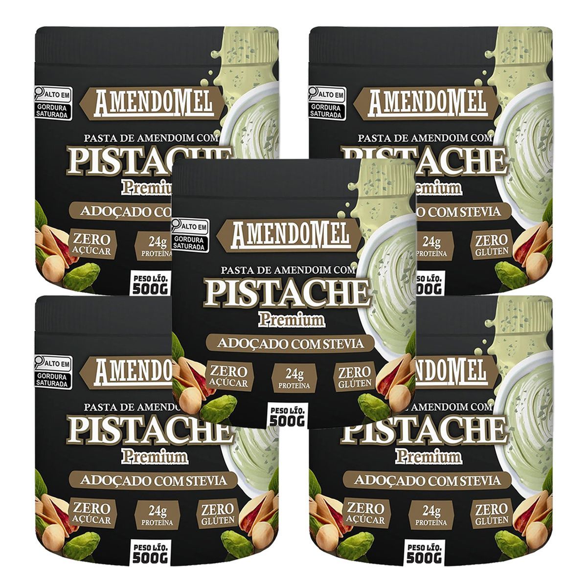 Kit 5X Pasta de Amendoim Com Pistache - 500g - AmendoMel