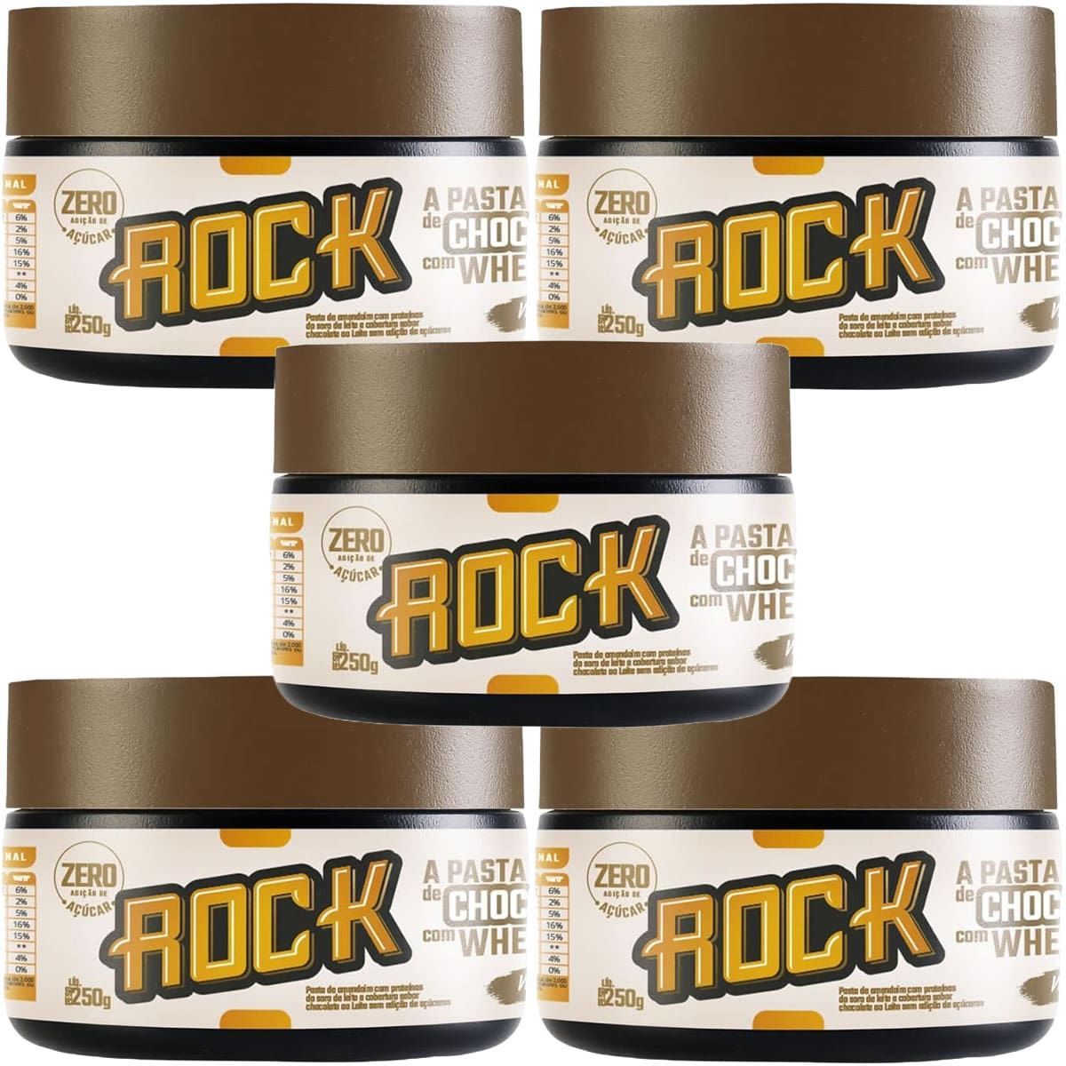Kit 5X Pasta de Amendoim Com Whey - 250g Chocolate Branco - Rock Peanut