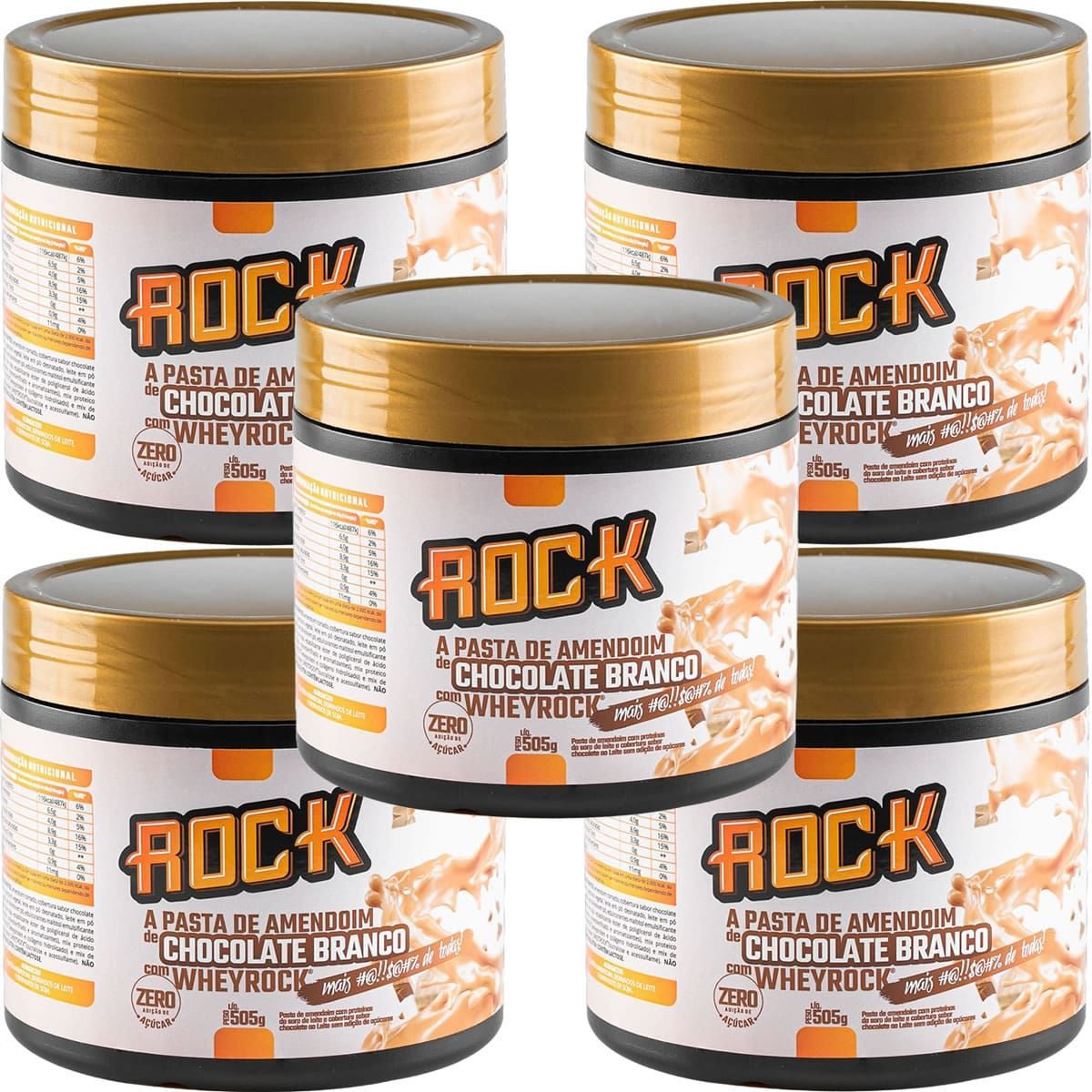 Kit 5X Pasta de Amendoim Com Whey - 500g Chocolate Branco - Rock Peanut