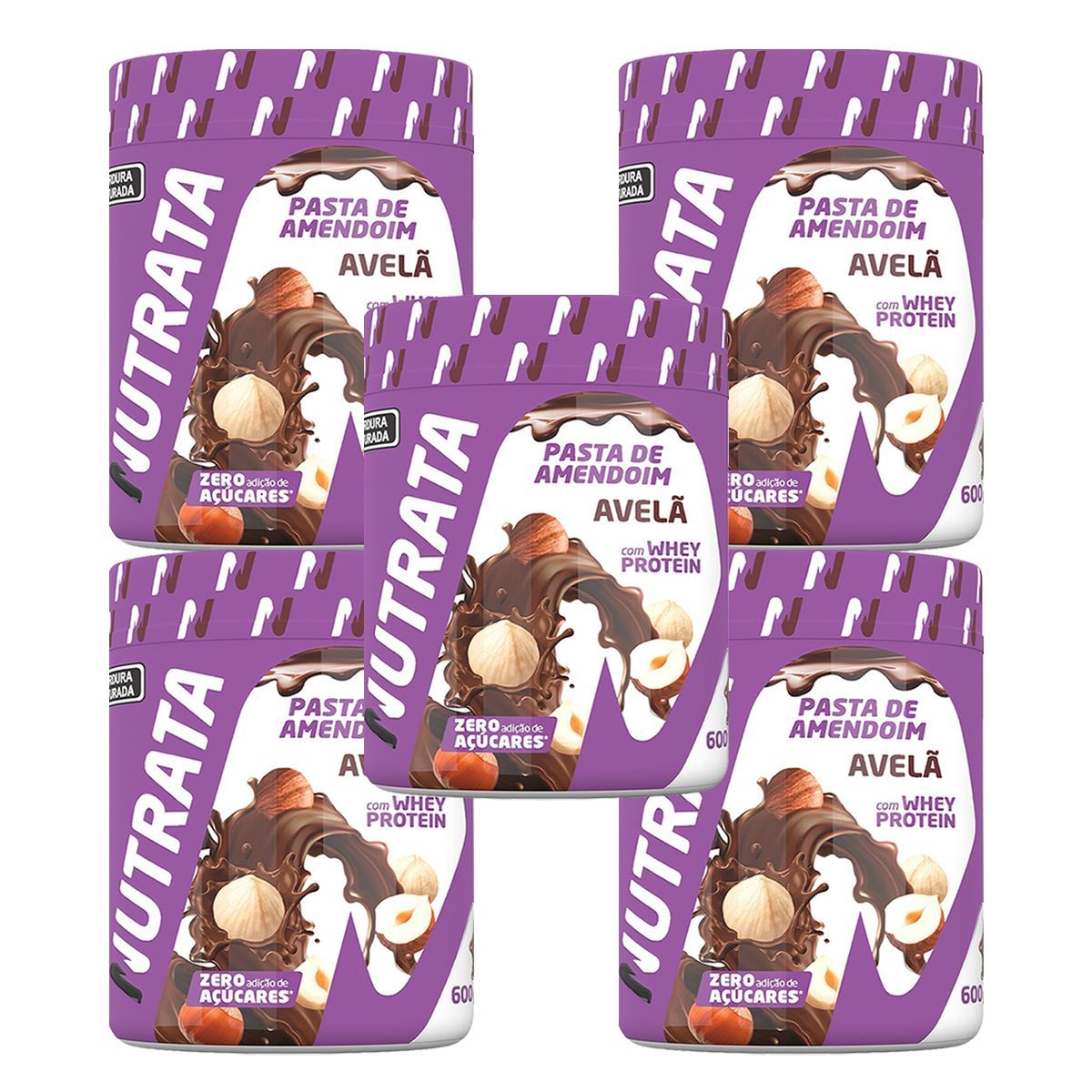 Kit 5X Pasta de Amendoim com Whey - 600g Avel� - Nutrata