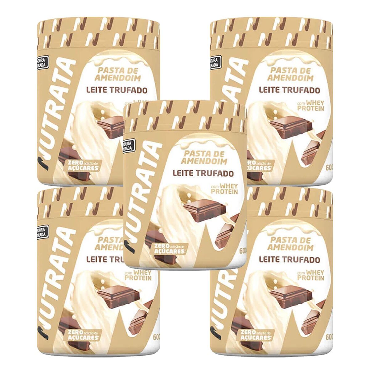 Kit 5X Pasta de Amendoim com Whey - 600g Leite Trufado - Nutrata