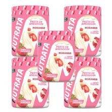 Kit 5X Pasta de Amendoim com Whey - 600g Morango - Nutrata