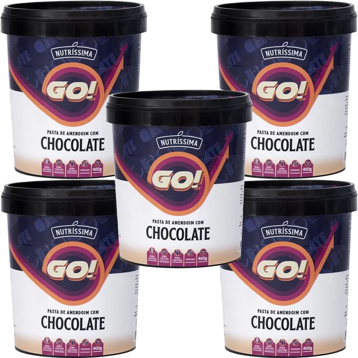 Kit 5X Pasta de Amendoim Go! - 400g Chocolate - Nutr�ssima