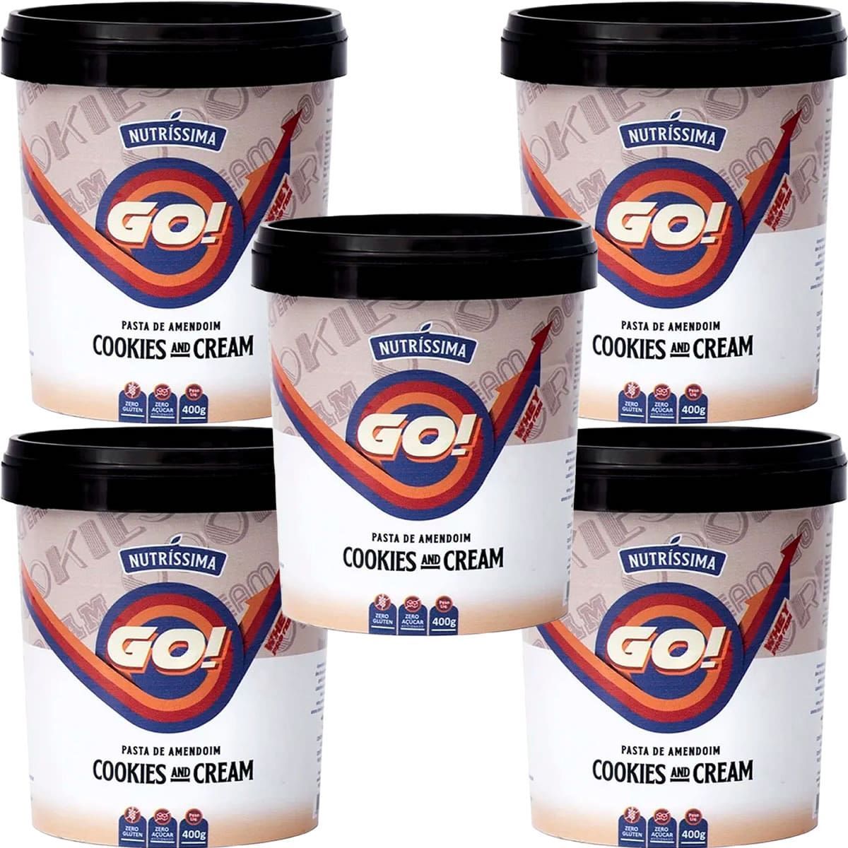 Kit 5X Pasta de Amendoim Go! - 400g Cookies And Cream - Nutr�ssima