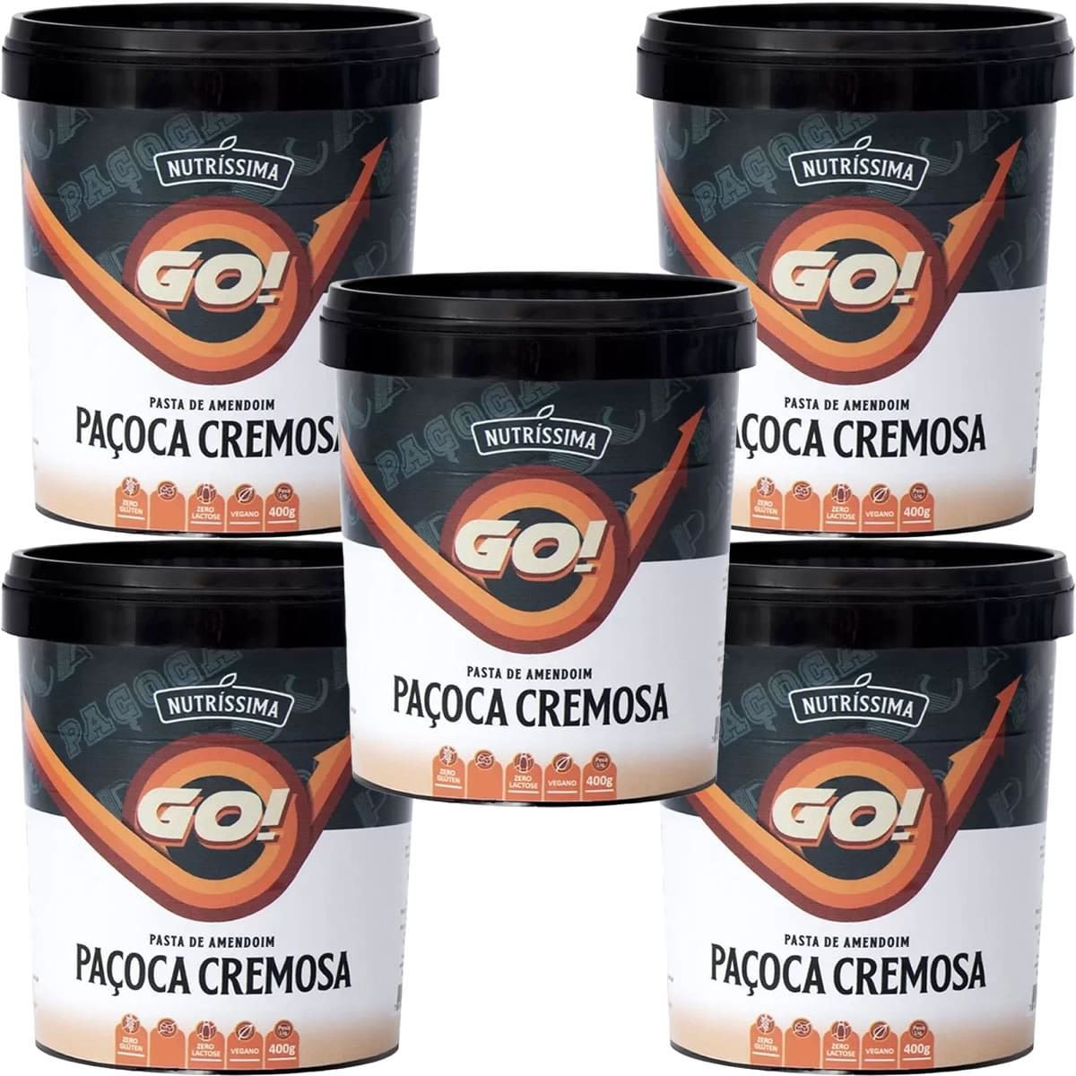 Kit 5X Pasta de Amendoim Go! - 400g Pa�oca Cremosa - Nutr�ssima