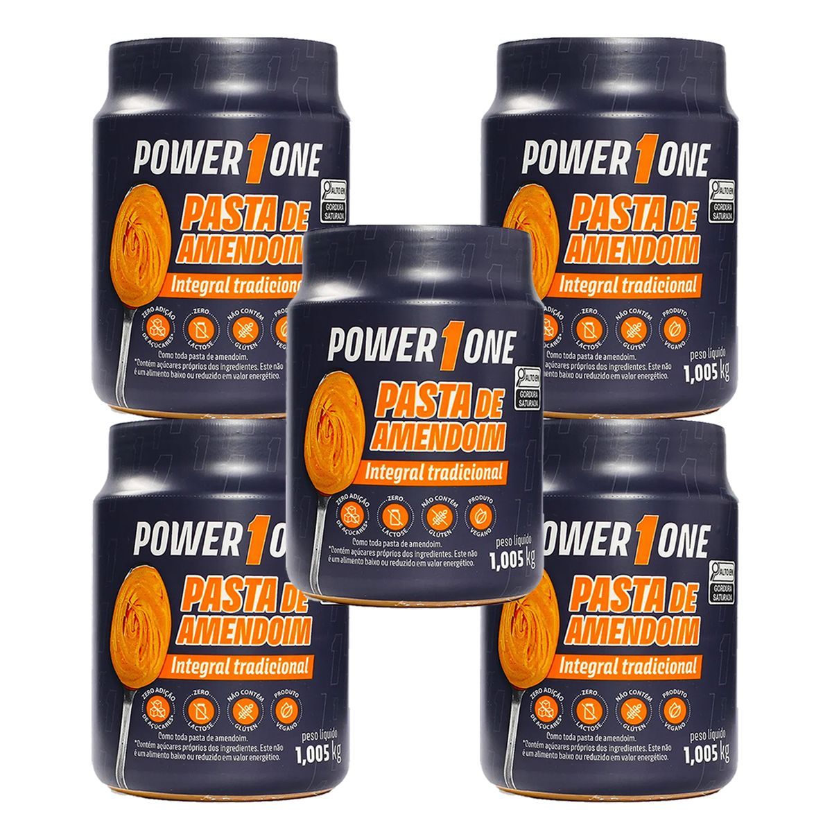 Kit 5X Pasta de Amendoim Integral - 1000g - Power One