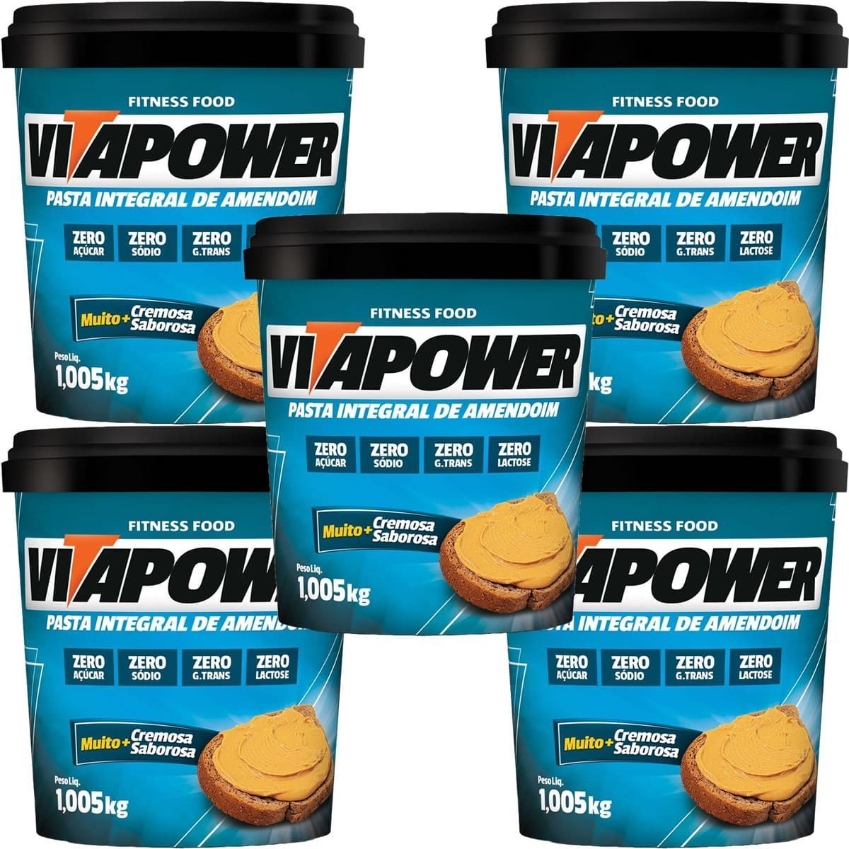 Kit 5X Pasta de Amendoim Integral - 1005g Natural  - Vitapower