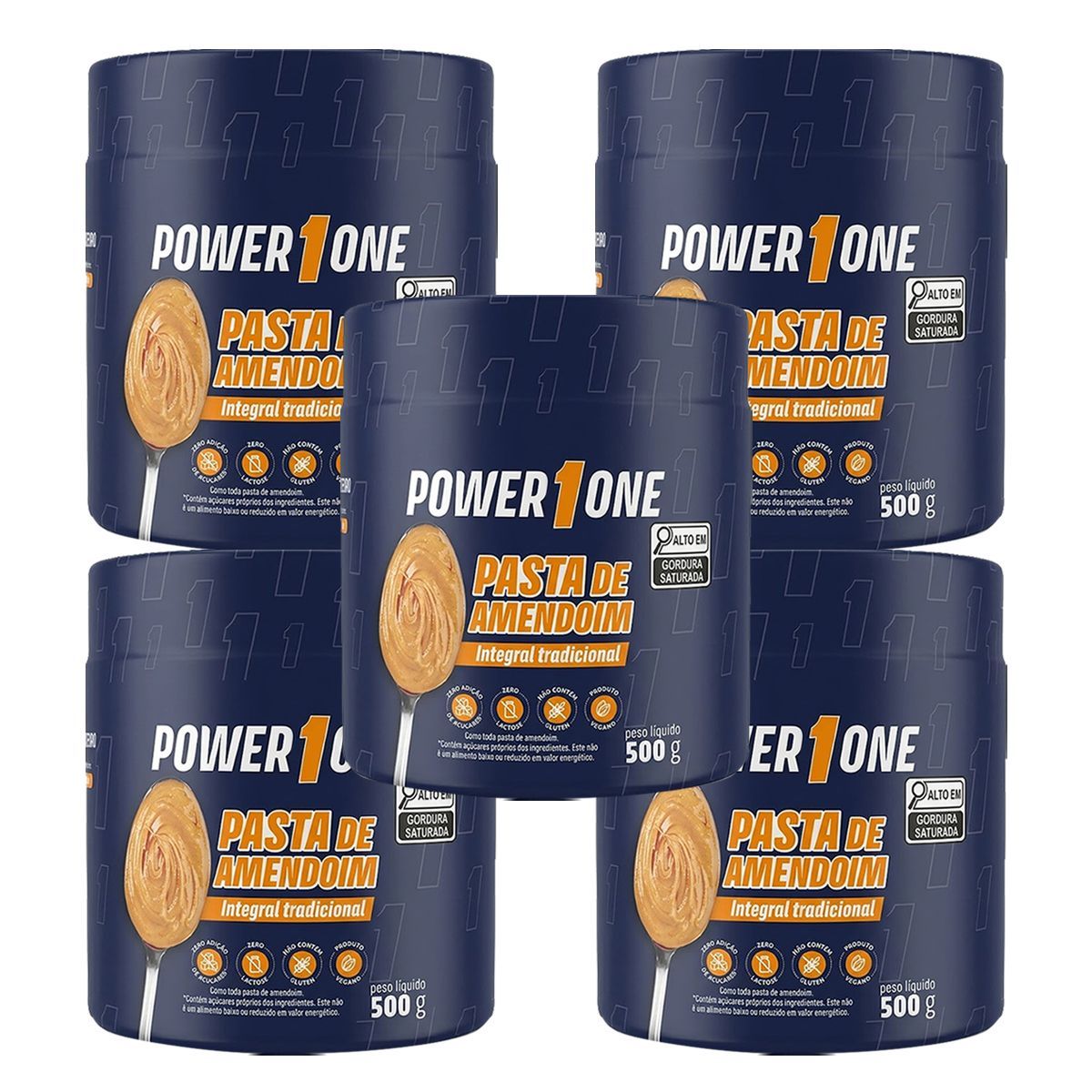 Kit 5X Pasta de Amendoim Integral - 500g - Power One