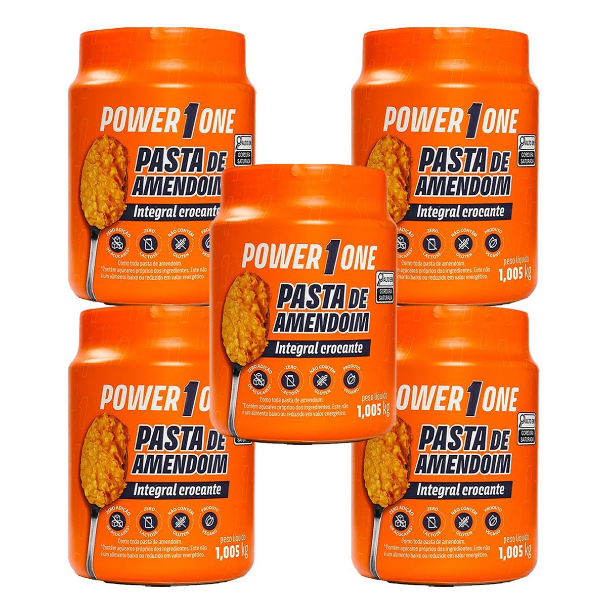 Kit 5X Pasta de Amendoim Integral Crocante - 1000g - Power One
