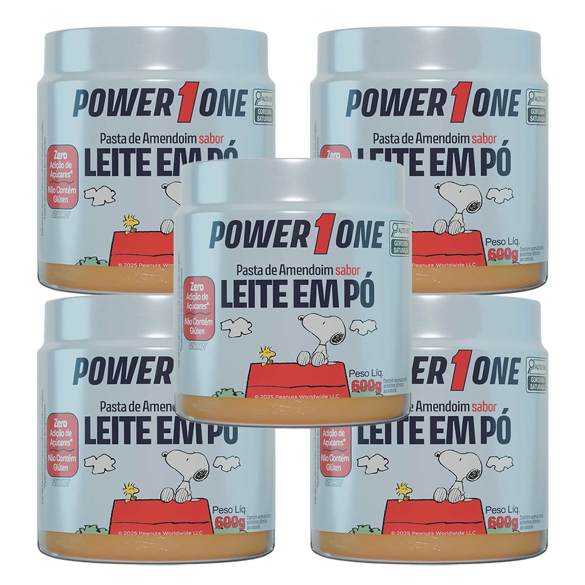Kit 5X Pasta de Amendoim Snoopy - 600g Leite em P� - Power One