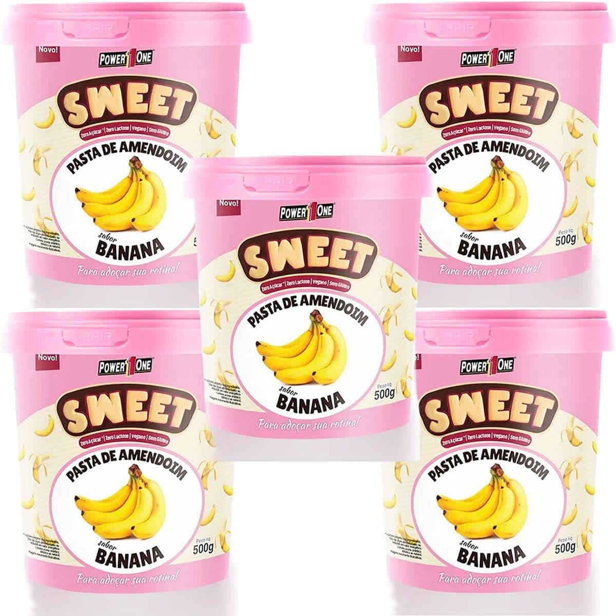 Kit 5X Pasta de Amendoim Sweet - 500g Banana - Power One