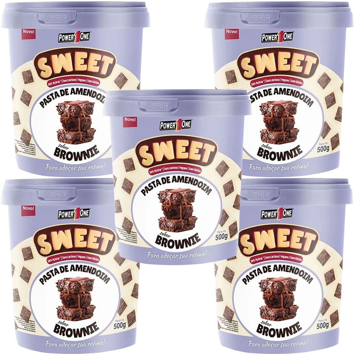 Kit 5X Pasta de Amendoim Sweet - 500g Brownie - Power One
