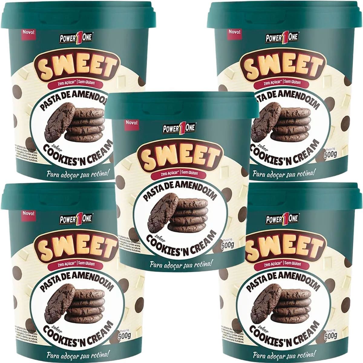 Kit 5X Pasta de Amendoim Sweet - 500g Cookies And Cream - Power One