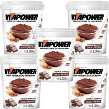 Kit 5X Pasta Integral de Amendoim - 1005g Cacau Protein - VitaPower