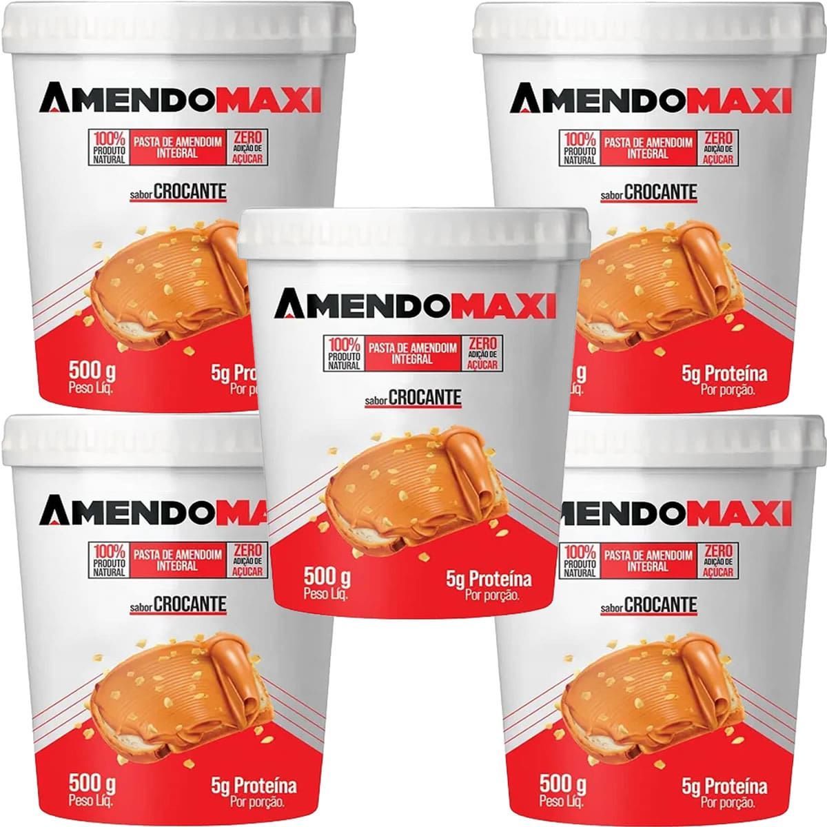 Kit 5X Pasta Integral de Amendoim - 500g Crocante- AmendoMaxi