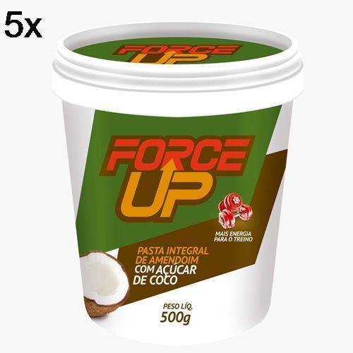 Kit 5X Pasta Integral de Amendoim com A��car de C�co - 500g - Force Up
