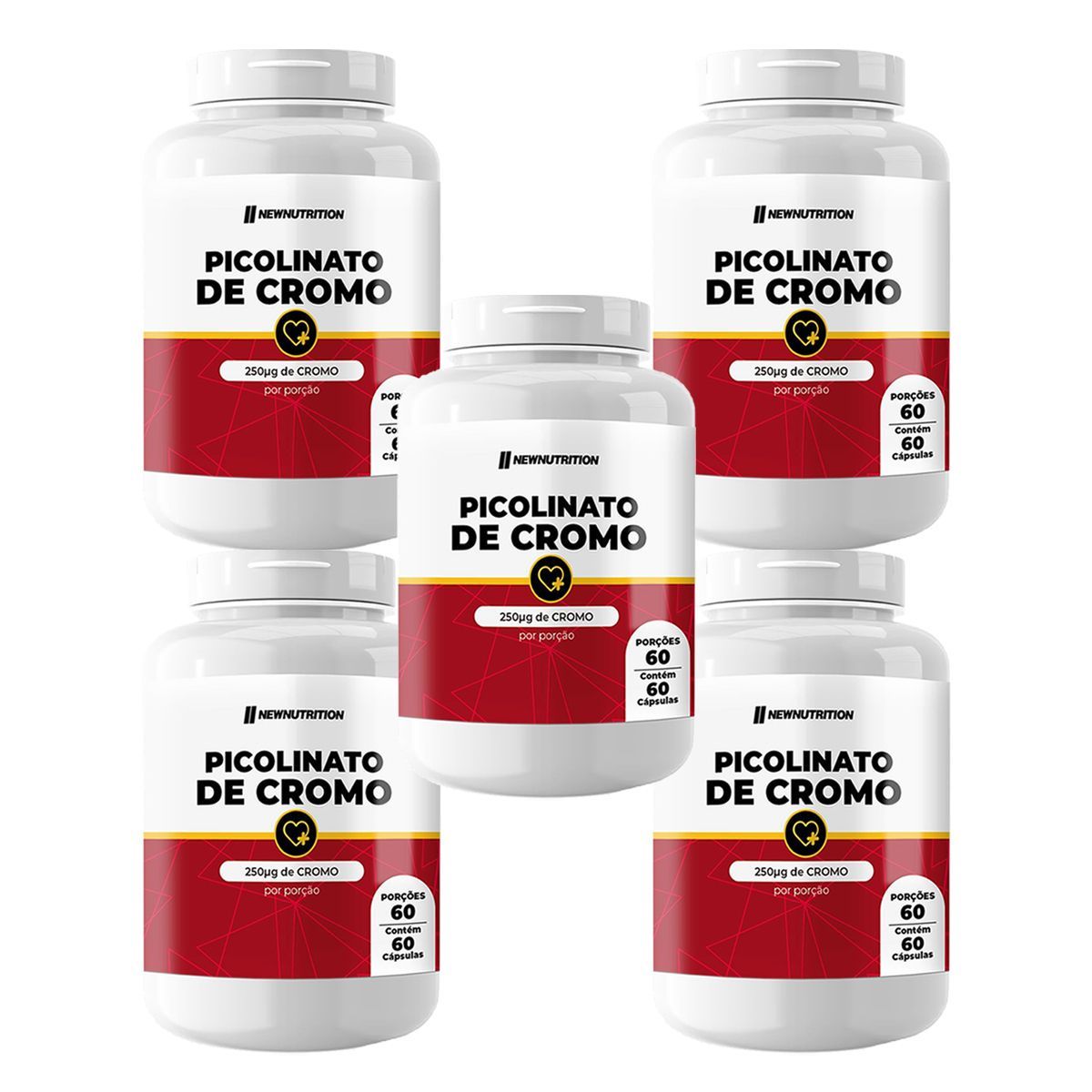 Kit 5X Picolinato de Cromo - 60 C�psulas - NewNutrition