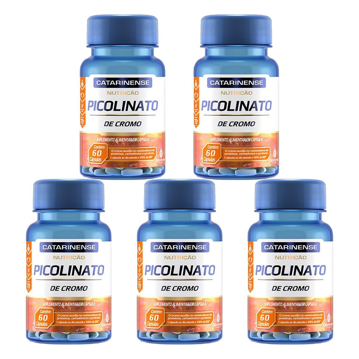 Kit 5X Picolinato de Cromo - 60 Comprimidos - Catarinense Nutri��o