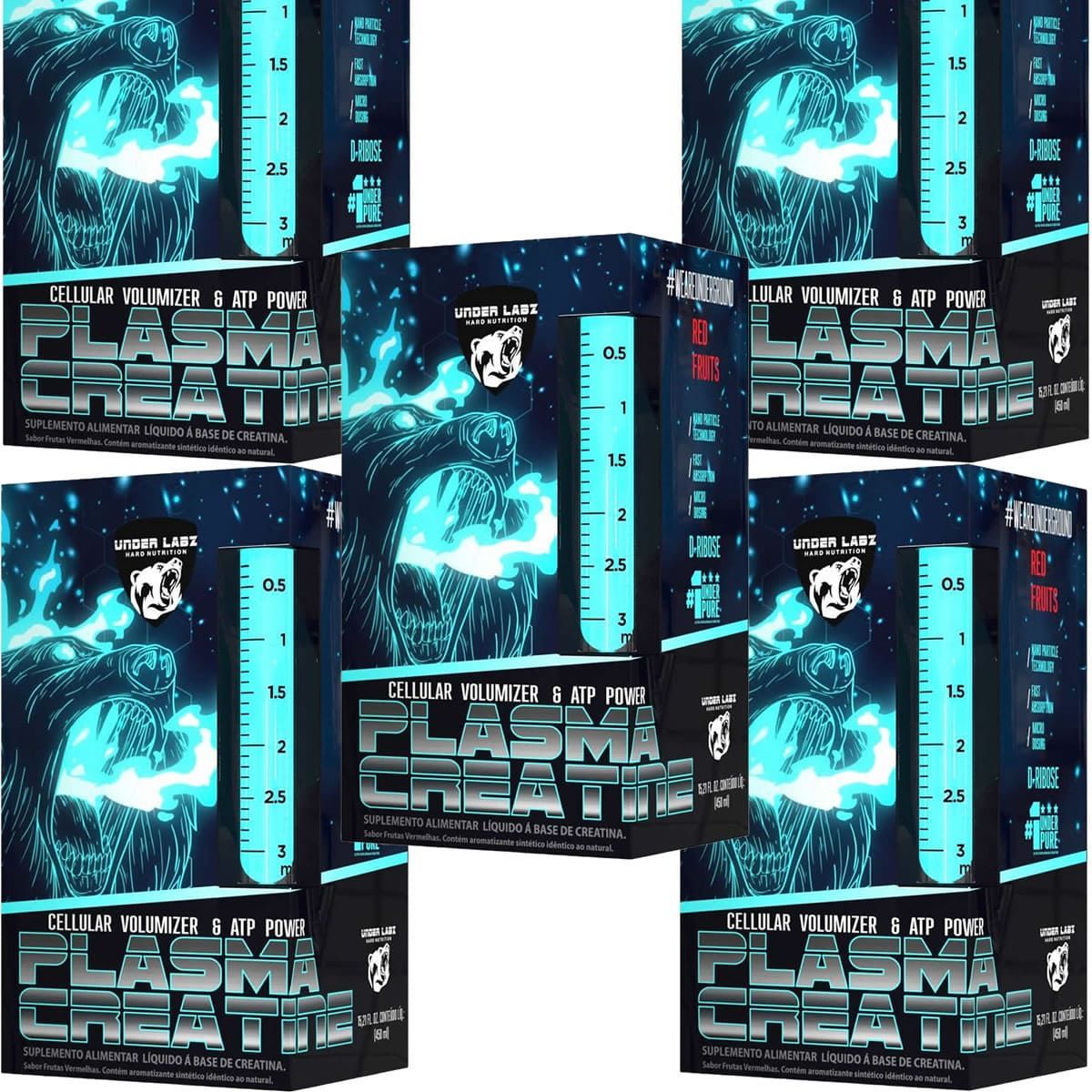 Kit 5X Plasma Creatine -  450 ml Red Fruits - Under Labz