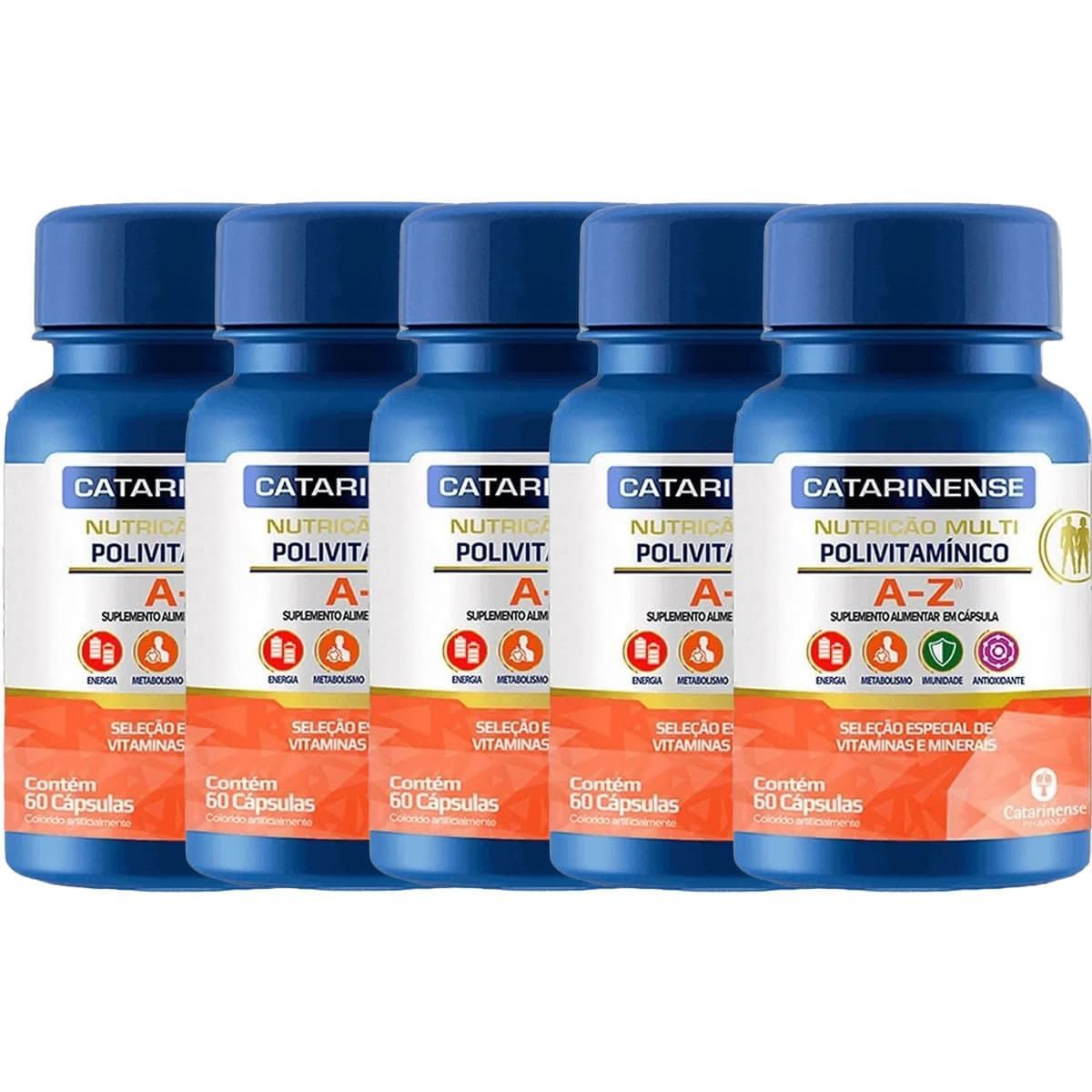 Kit 5X Polivitam�nico A-Z Multi - 60 C�psulas - Catarinense Nutri��o