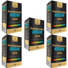 Kit 5X Polivitam�nico Homem - 60 C�psulas - Gold Lab