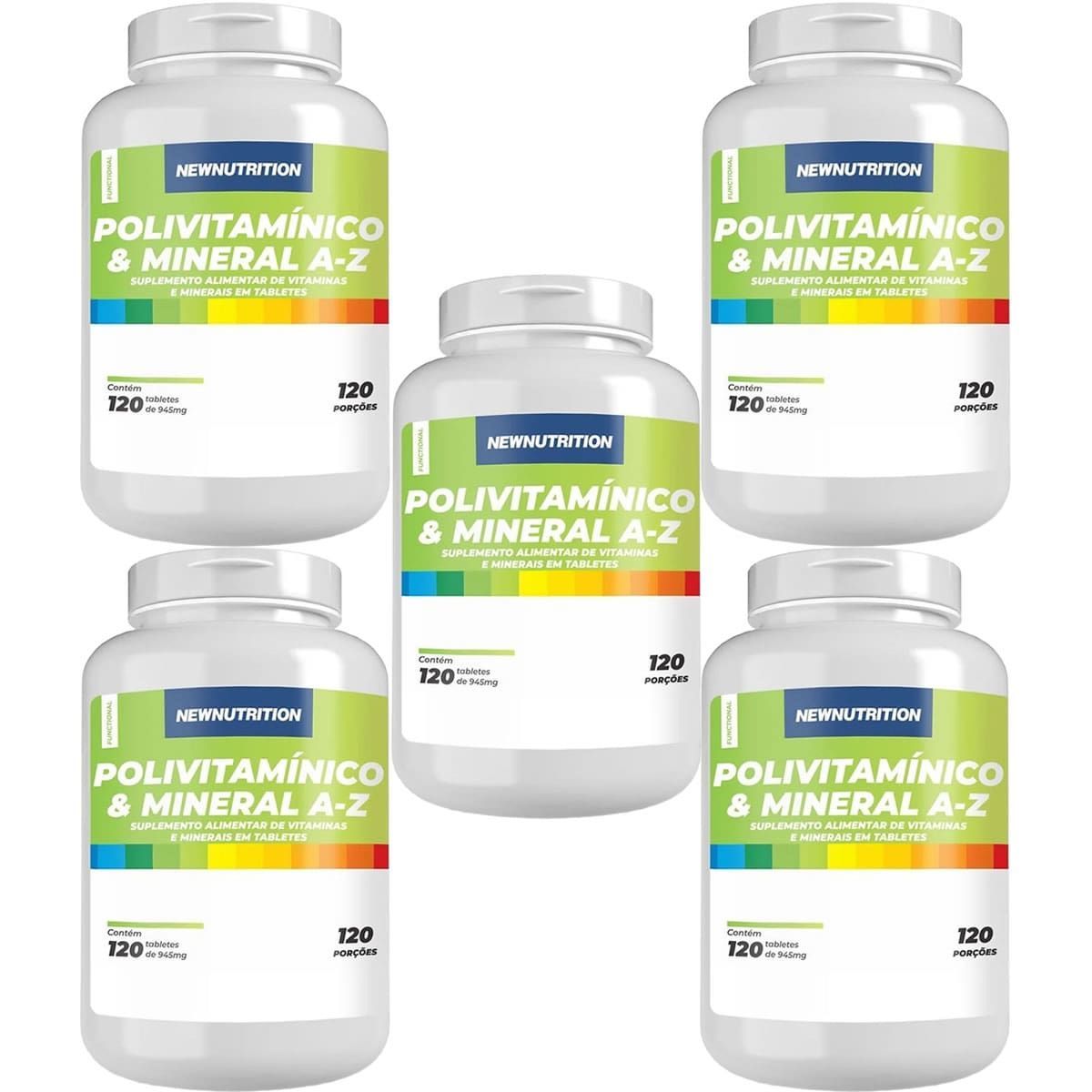 Kit 5X Polivitam�nico & Mineral A-Z - 120 Tabletes - NewNutrition