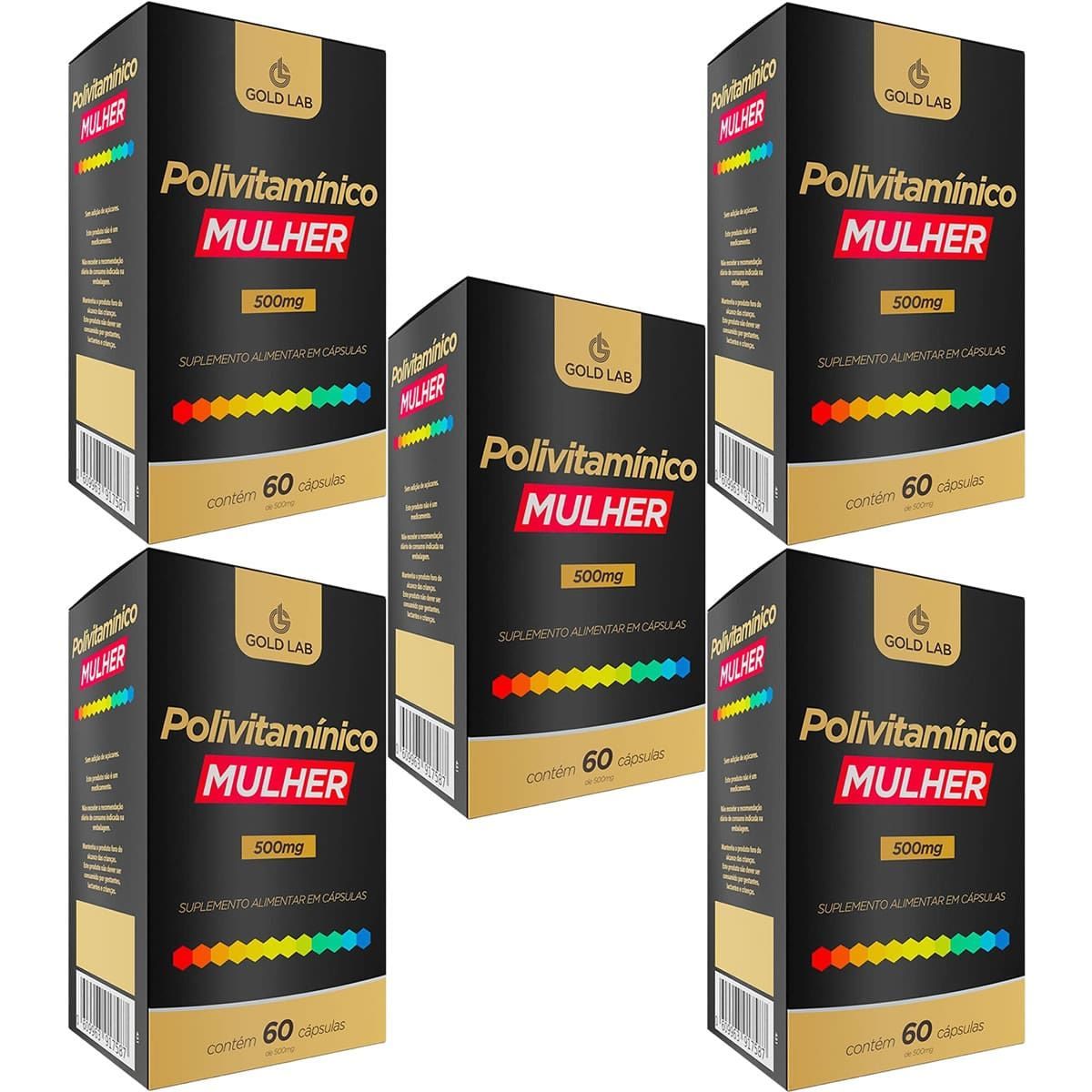 Kit 5X Polivitam�nico Mulher - 60 C�psulas - Gold Lab