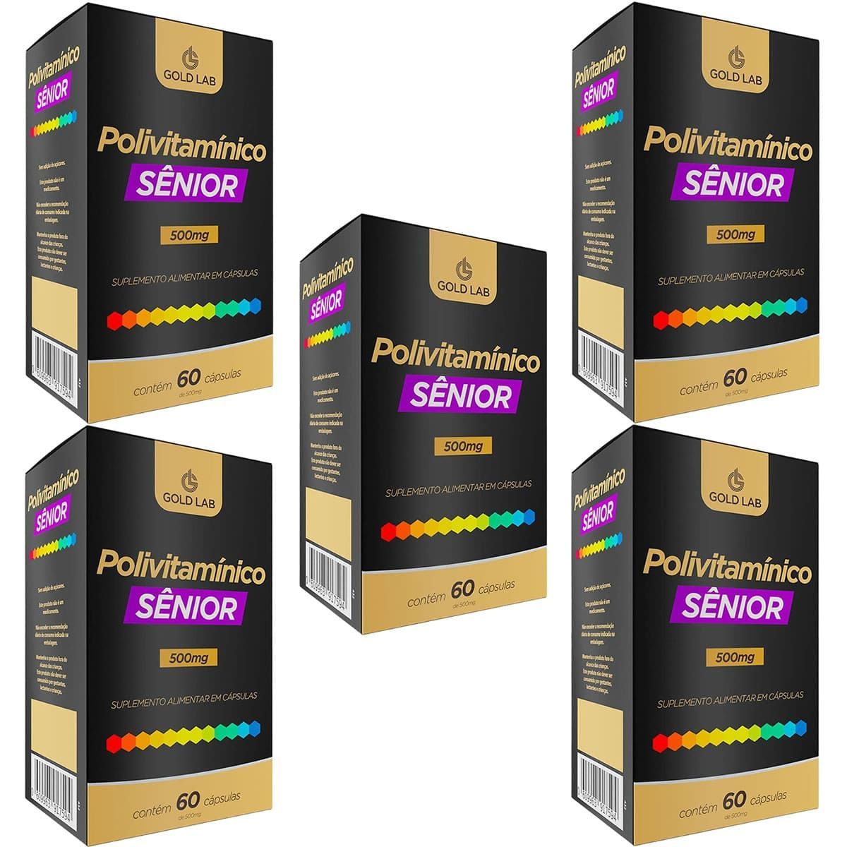 Kit 5X Polivitam�nico S�nior - 60 C�psulas - Gold Lab