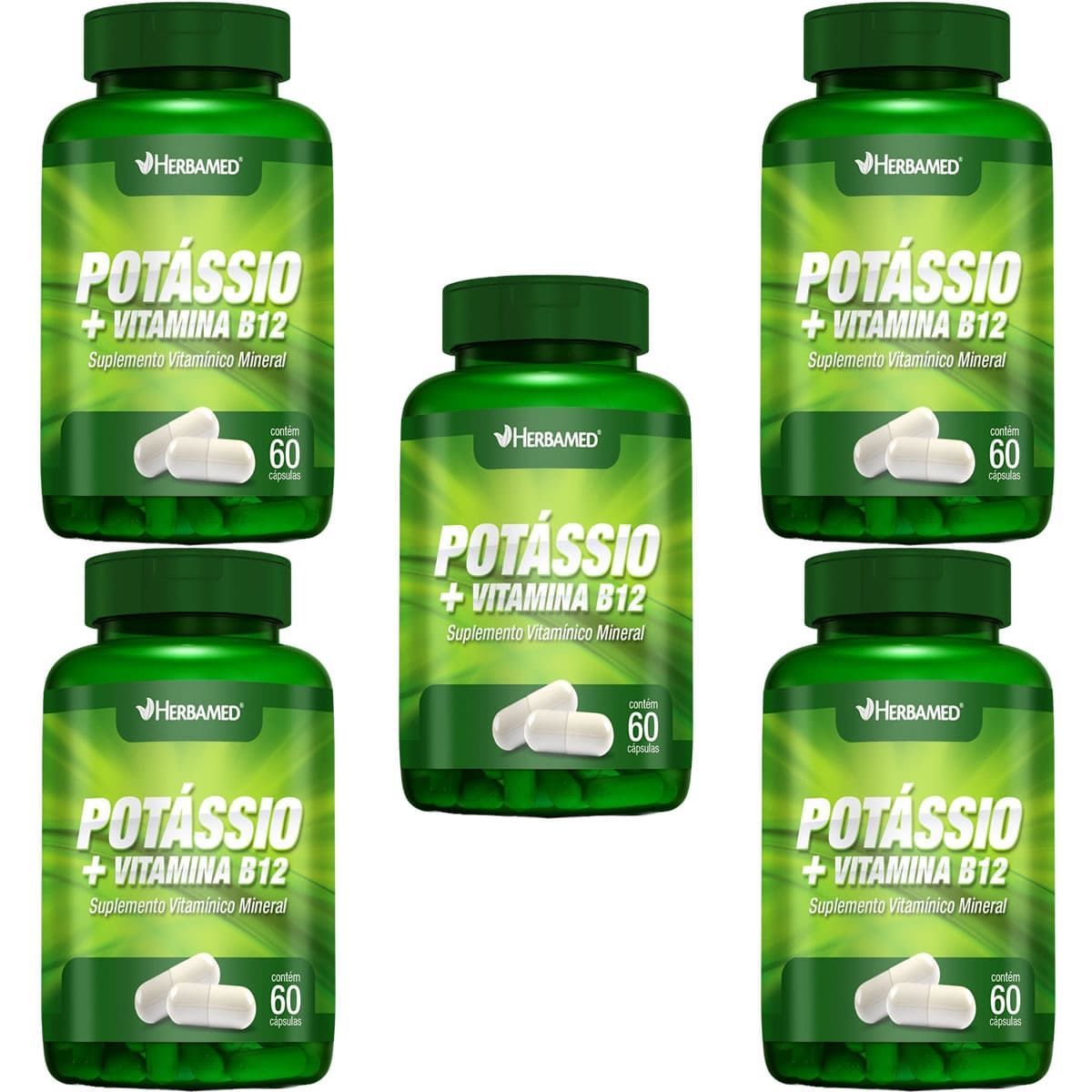 Kit 5X Potassio + Vitamina B12 - 60 C�psulas - Herbamed