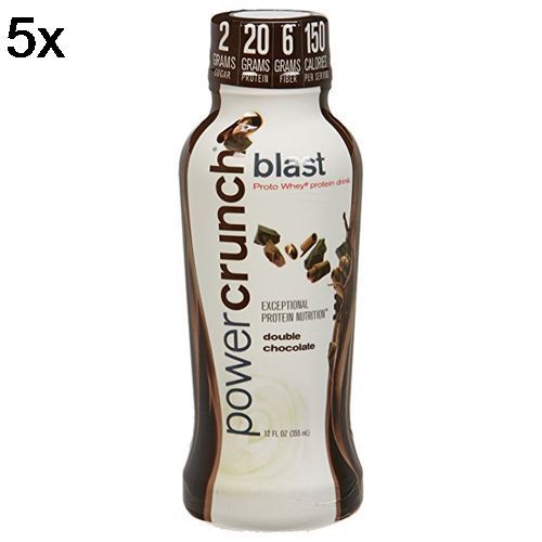 Kit 5X Powe Crunch Proto Whey Blast RTD - 355ml Double Chocolate - BNRG