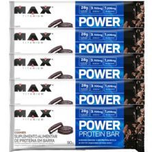 Kit 5X Power Protein Bar - 1 Unidade 90g Cookies - Max Titanium	