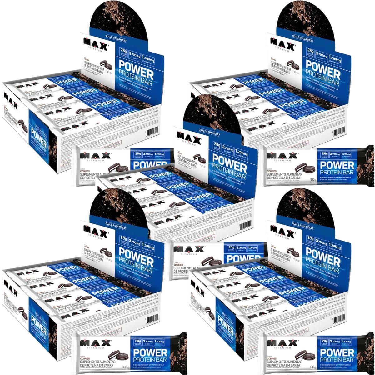 Kit 5X Power Protein Bar - 8 unidades 90g Cookies - Max Titanium